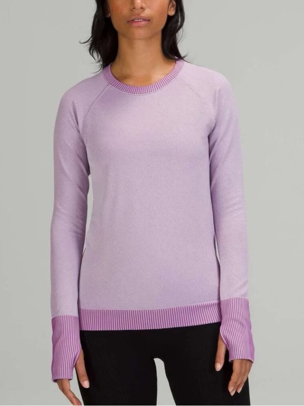 Lululemon Rest Less Pullover Diagonal Rib Wisteria Purple/Lavender Dew Size 8